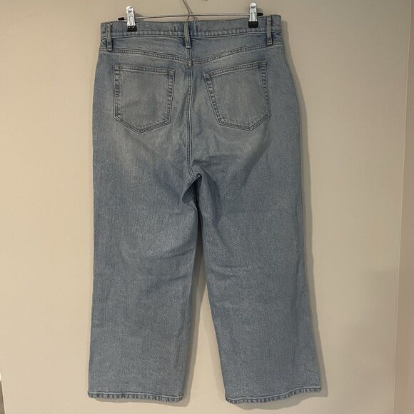 Loft High Rise Wide Leg Cropped Sailor Denim Jeans Sz 8 Made & Loved Light Wash - Picture 4 of 8